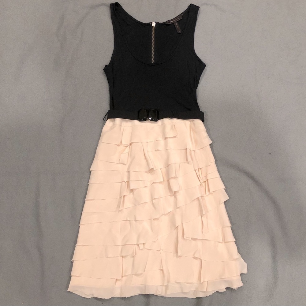 BCBGMaxAzria Ruffle Dress - Black & Cream - Size 0